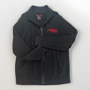 Miskeen Originals Men’s Ramie Cotton Blend Zip Cardigan Black Size XL